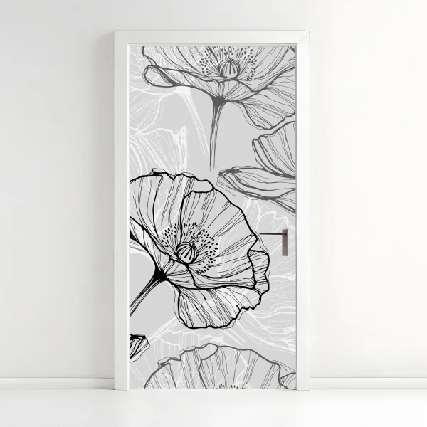 Naklejka na drzwi złota panorama Los Angeles z palmami – Wallissimo®