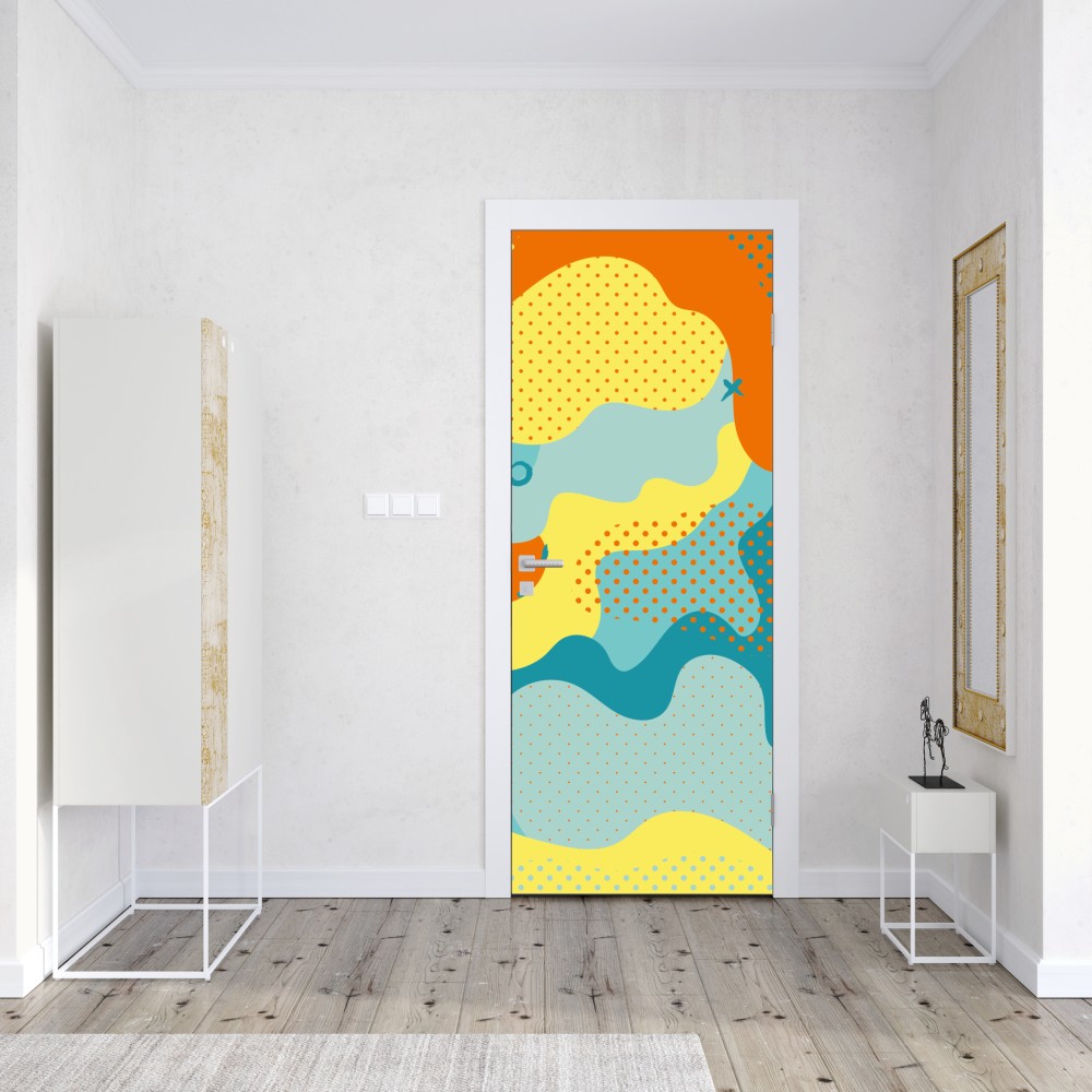 Naklejka na drzwi żywy abstrakcyjny motyw pop-art – Wallissimo® Naklejka na drzwi żywy abstrakcyjny motyw pop-art – Wallissimo®