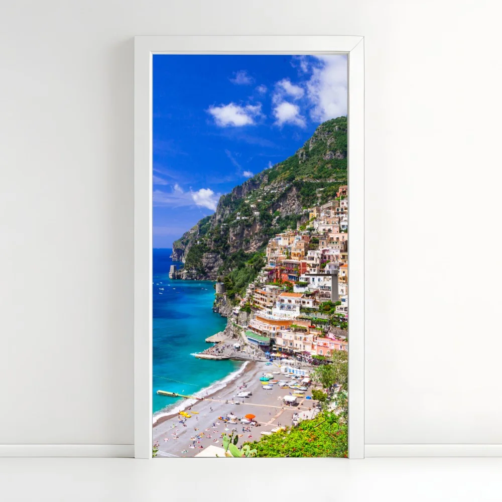 Naklejka na drzwi słoneczna panorama Positano na Wybrzeżu Amalfi – Wallissimo® Naklejka na drzwi słoneczna panorama Positano na Wybrzeżu Amalfi – Wallissimo®
