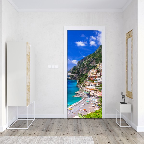 Naklejka na drzwi słoneczna panorama Positano na Wybrzeżu Amalfi – Wallissimo® Naklejka na drzwi słoneczna panorama Positano na Wybrzeżu Amalfi – Wallissimo®
