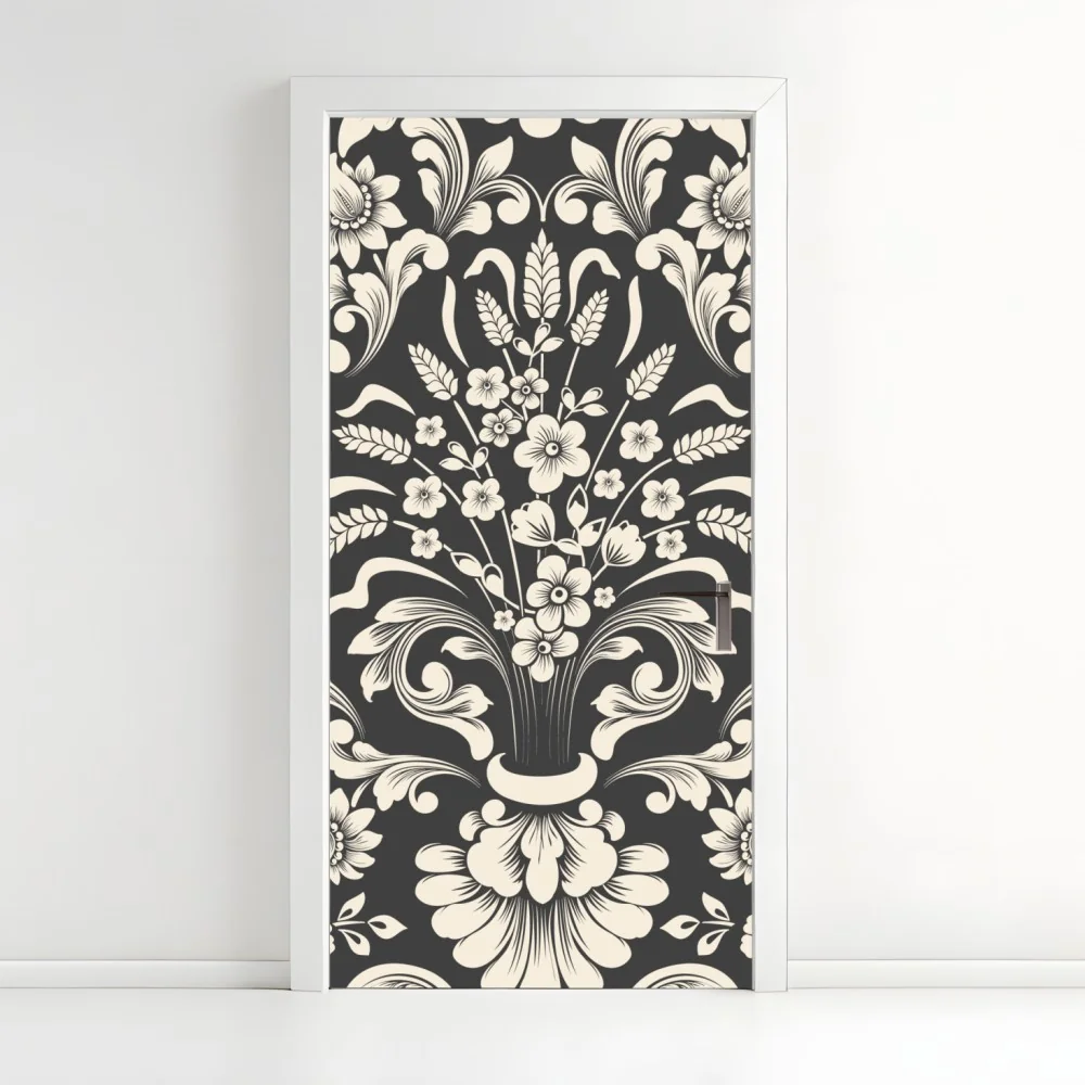 Naklejka na drzwi vintage kwiatowy wzór damask – Wallissimo® Naklejka na drzwi vintage kwiatowy wzór damask – Wallissimo®