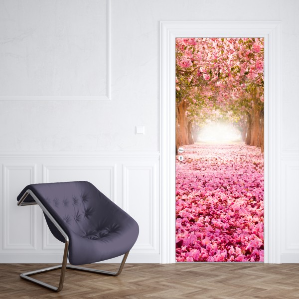 Naklejka na drzwi złote tropikalne liście – Wallissimo®