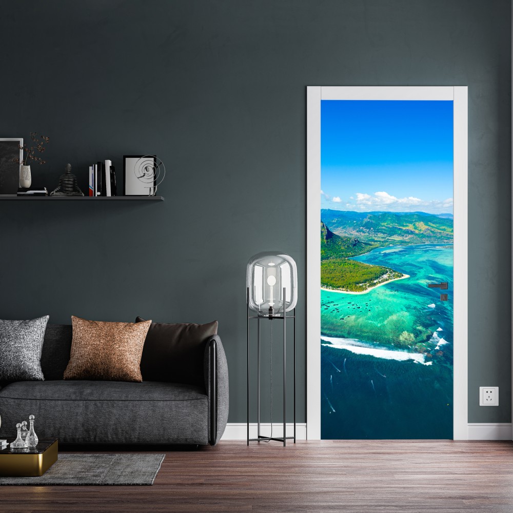 Naklejka na drzwi Le Morne turkusowa laguna panorama – Wallissimo® Naklejka na drzwi Le Morne turkusowa laguna panorama – Wallissimo®