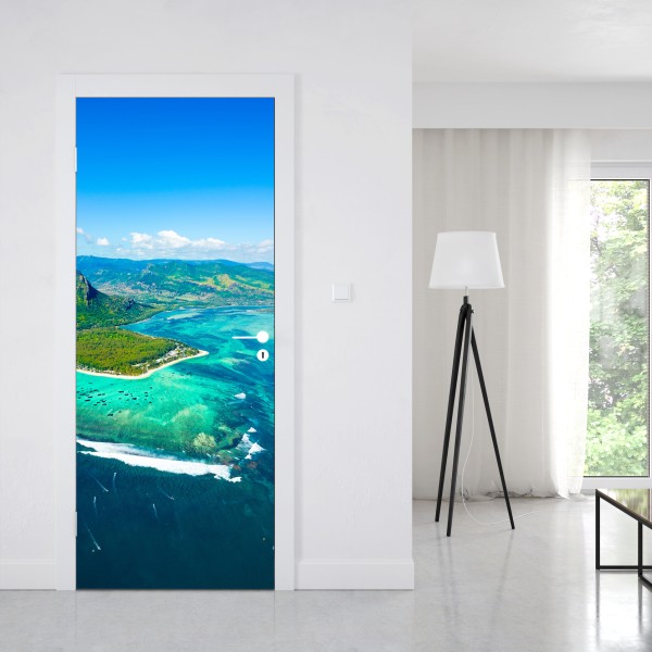 Naklejka na drzwi Le Morne turkusowa laguna panorama – Wallissimo® Naklejka na drzwi Le Morne turkusowa laguna panorama – Wallissimo®