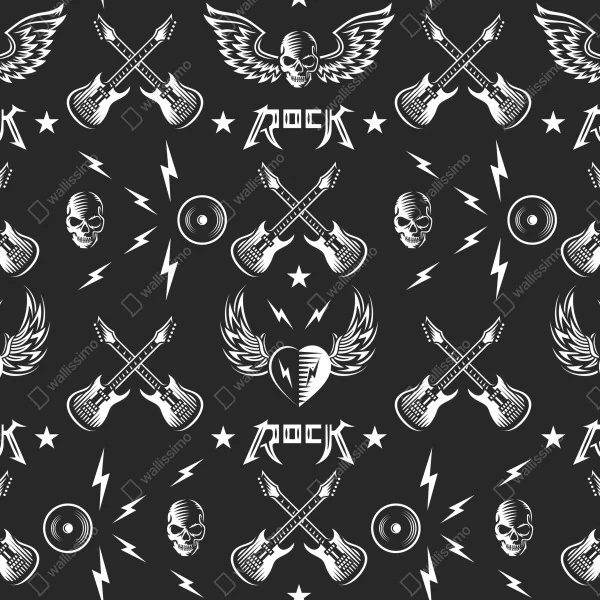 Naklejka na drzwi bezszwowy wzór rockowych ikon – Wallissimo® Naklejka na drzwi bezszwowy wzór rockowych ikon – Wallissimo®
