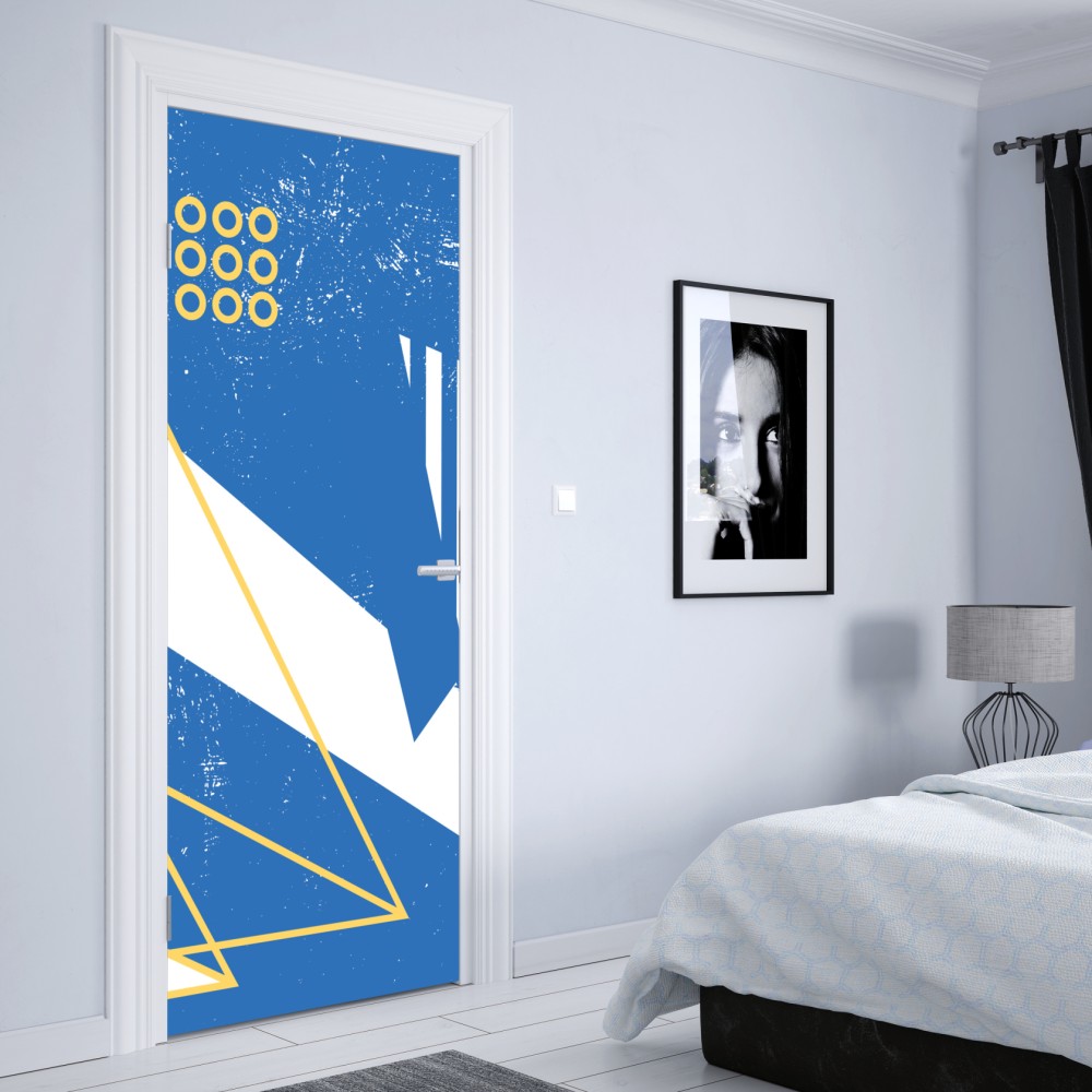 Naklejka na drzwi geometryczna abstrakcja w odcieniach niebieskiego – Wallissimo® Naklejka na drzwi geometryczna abstrakcja w odcieniach niebieskiego – Wallissimo®