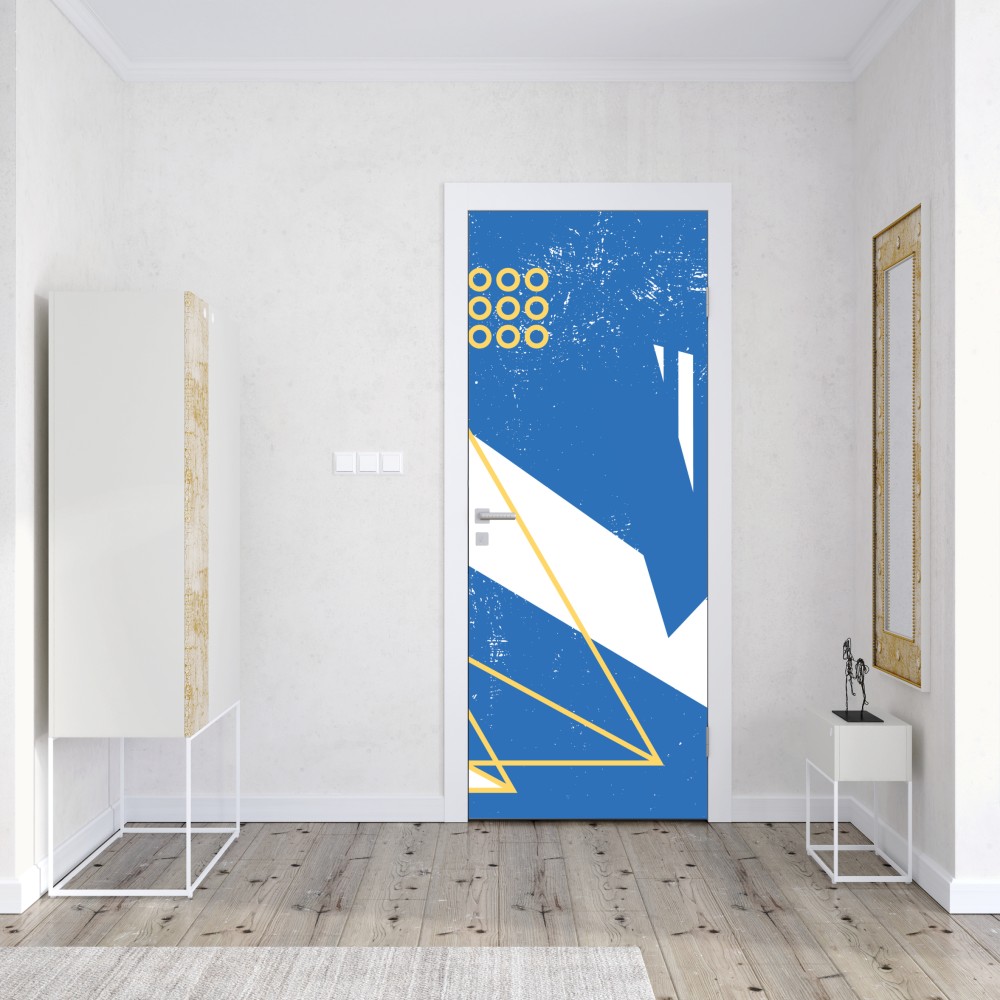 Naklejka na drzwi geometryczna abstrakcja w odcieniach niebieskiego – Wallissimo® Naklejka na drzwi geometryczna abstrakcja w odcieniach niebieskiego – Wallissimo®