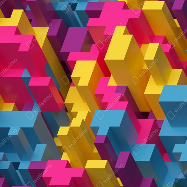 Naklejka na drzwi kolorowy wzór voxel 3d – Wallissimo® Naklejka na drzwi kolorowy wzór voxel 3d – Wallissimo®