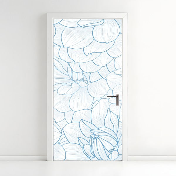 Naklejka na drzwi złoty kwiatowy ornament na granatowym tle – Wallissimo®