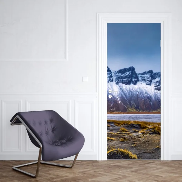 Naklejka na drzwi panorama Vestrahorn na Stokksnes – Wallissimo® Naklejka na drzwi panorama Vestrahorn na Stokksnes – Wallissimo®