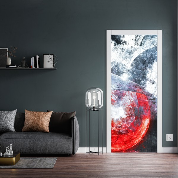 Naklejka na drzwi wzór kratki z diamentami na beżowym tle – Wallissimo®