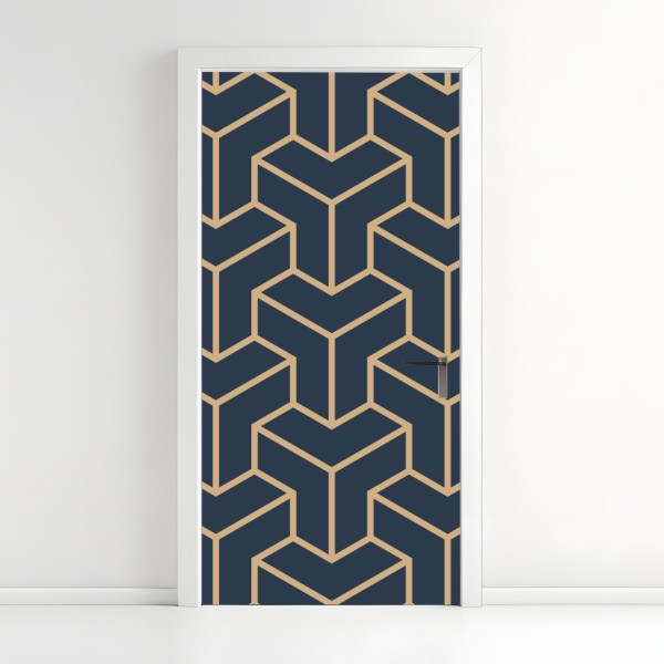 Naklejka na drzwi złota panorama Los Angeles z palmami – Wallissimo®