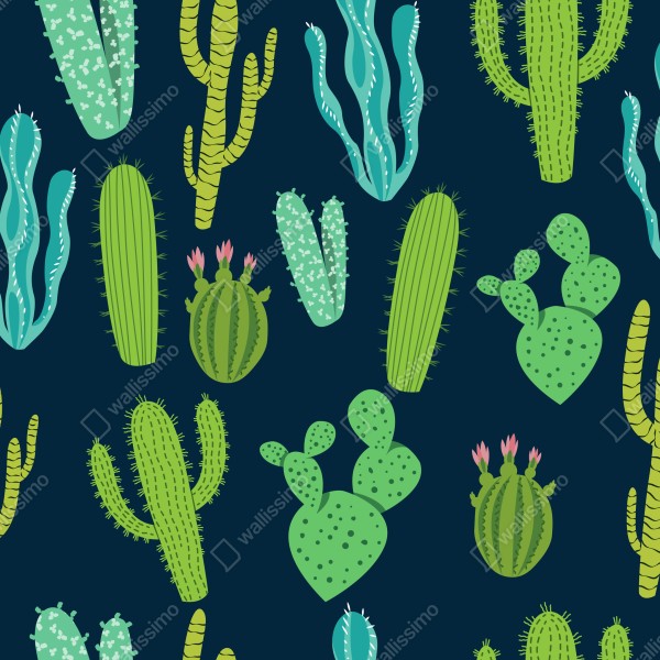 Naklejka na drzwi wzór z kaktusami i sukulentami – Wallissimo® Naklejka na drzwi wzór z kaktusami i sukulentami – Wallissimo®