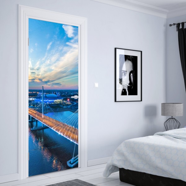 Naklejka na drzwi Sankt Petersburg panorama mostu o zmierzchu – Wallissimo® Naklejka na drzwi Sankt Petersburg panorama mostu o zmierzchu – Wallissimo®