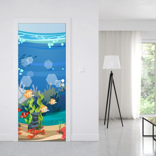 Naklejka na drzwi złote tropikalne liście – Wallissimo®