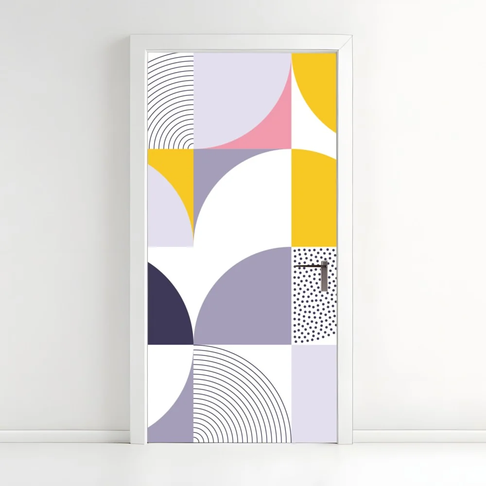 Naklejka na drzwi pastelowy geometryczny wzór z półkolami – Wallissimo® Naklejka na drzwi pastelowy geometryczny wzór z półkolami – Wallissimo®