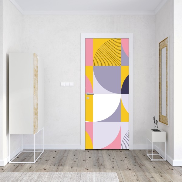 Naklejka na drzwi zabawny wzór gepardów na turkusowym tle – Wallissimo®