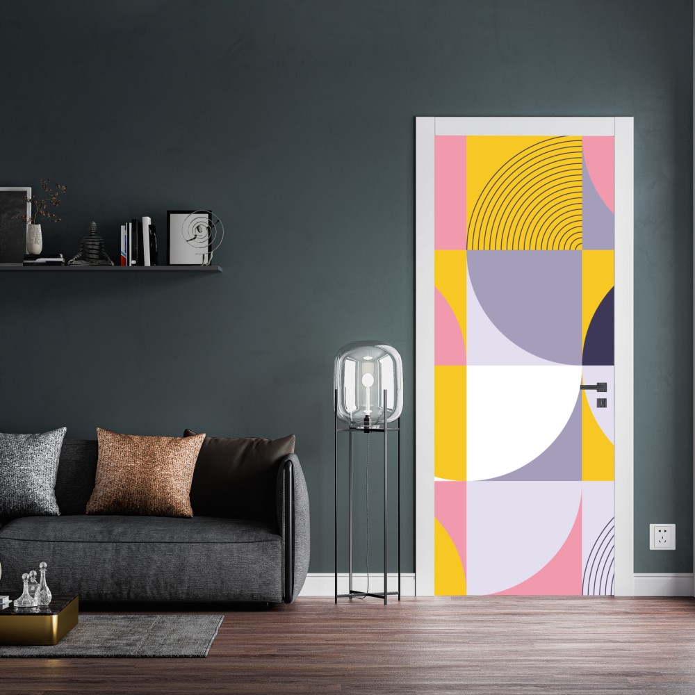 Naklejka na drzwi pastelowa geometryczna mozaika – Wallissimo® Naklejka na drzwi pastelowa geometryczna mozaika – Wallissimo®