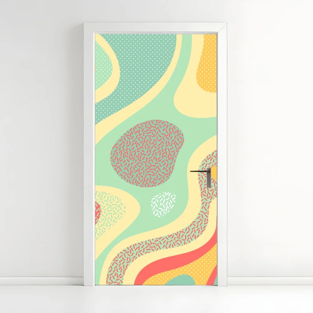 Naklejka na drzwi pastelowy organiczny wzór abstrakcyjny – Wallissimo® Naklejka na drzwi pastelowy organiczny wzór abstrakcyjny – Wallissimo®