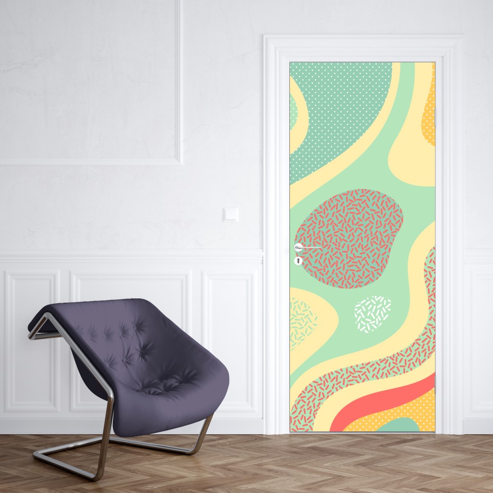 Naklejka na drzwi pastelowy organiczny wzór abstrakcyjny – Wallissimo® Naklejka na drzwi pastelowy organiczny wzór abstrakcyjny – Wallissimo®