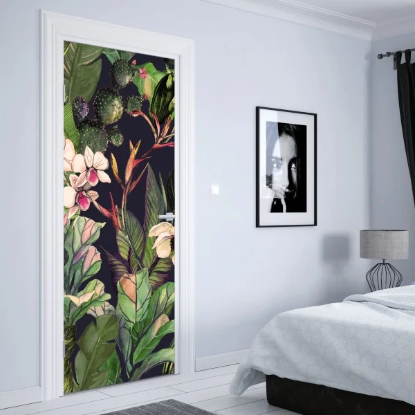 Naklejka na drzwi złoto-czarny marmurowy wir abstrakcyjny – Wallissimo®