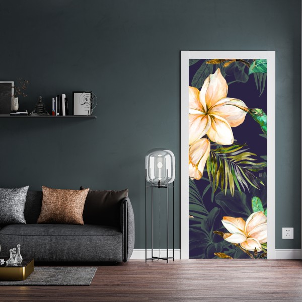 Naklejka na drzwi falisty wzór architektoniczny w odcieniach szarości – Wallissimo®