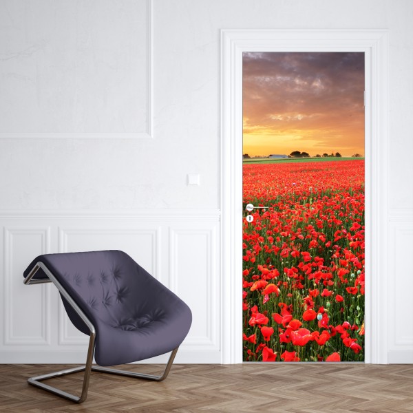 Naklejka na drzwi turkusowo-złota abstrakcyjna marmurkowa faktura – Wallissimo®