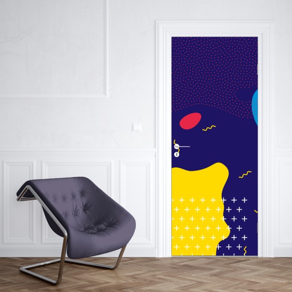 Naklejka na drzwi żywy abstrakcyjny wzór kształtów – Wallissimo® Naklejka na drzwi żywy abstrakcyjny wzór kształtów – Wallissimo®