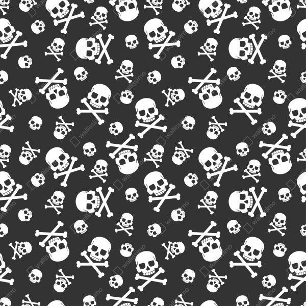 Naklejka na drzwi biały wzór czaszek na szarym tle – Wallissimo® Naklejka na drzwi biały wzór czaszek na szarym tle – Wallissimo®