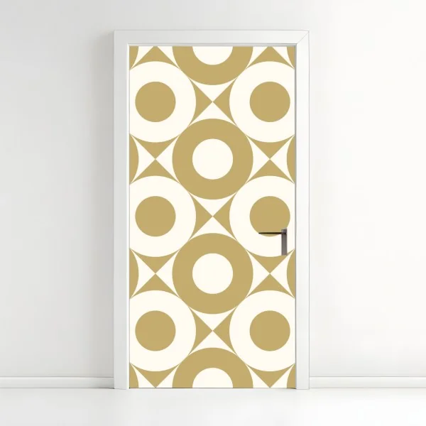 Naklejka na drzwi złoty geometryczny wzór z kołami