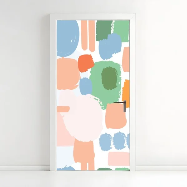 Naklejka na drzwi pastelowy wzór pociągnięć pędzla