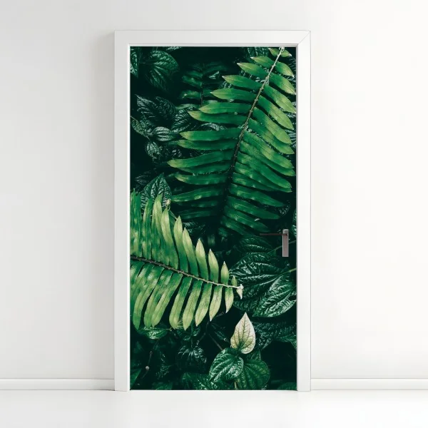 Naklejka na drzwi turkusowo-złota abstrakcyjna marmurkowa faktura – Wallissimo®