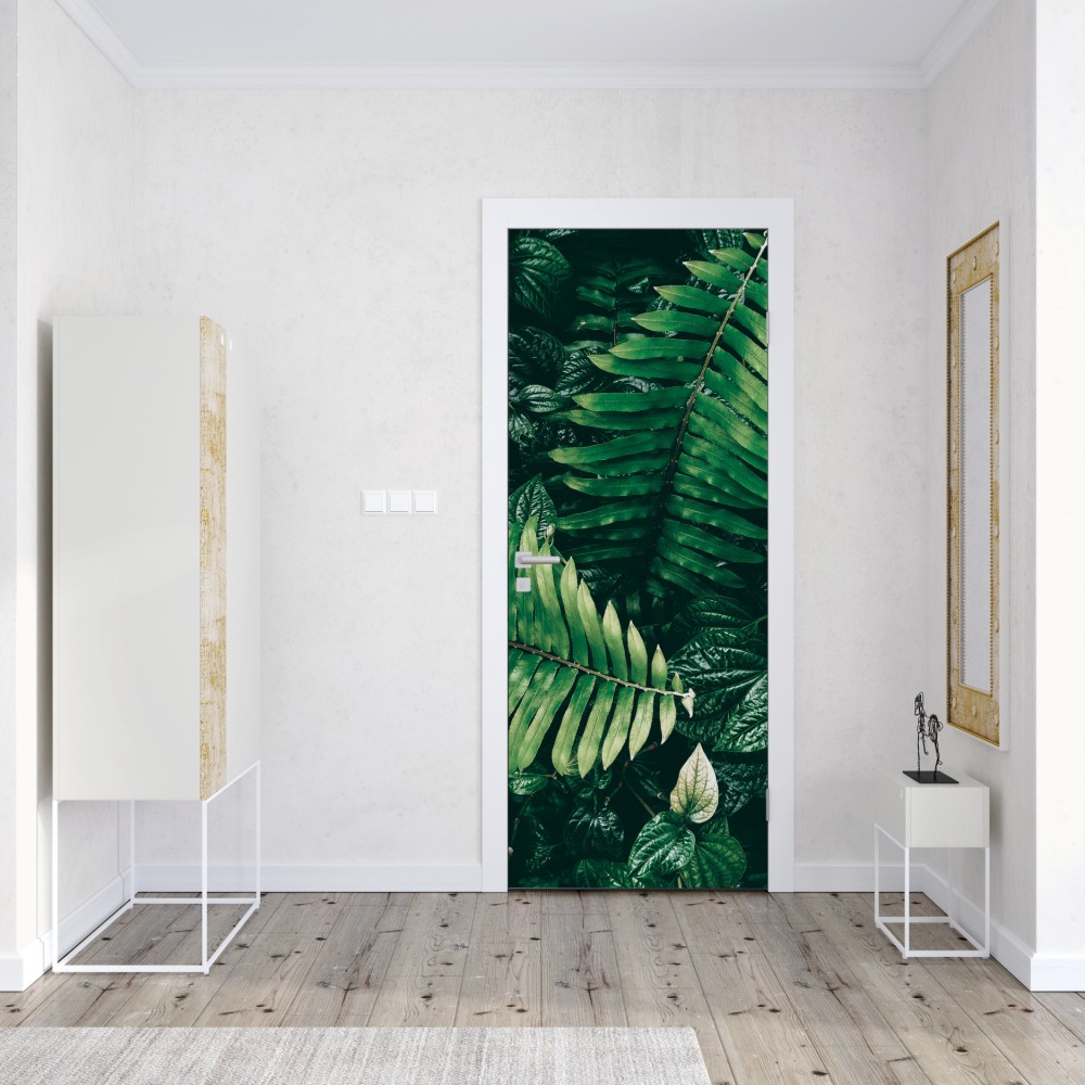 Naklejka na drzwi bujne tropikalne liście – Wallissimo® Naklejka na drzwi bujne tropikalne liście – Wallissimo®