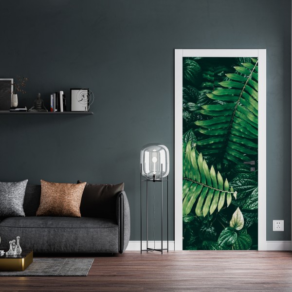 Naklejka na drzwi bujne tropikalne liście – Wallissimo® Naklejka na drzwi bujne tropikalne liście – Wallissimo®