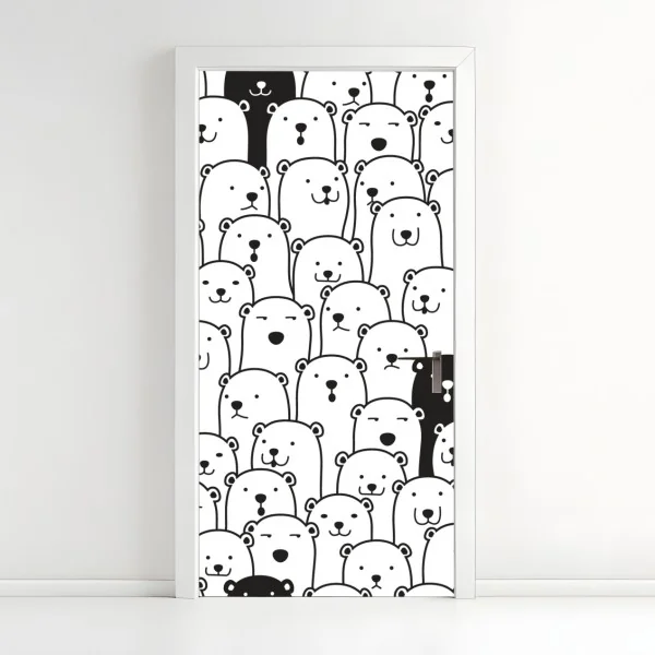 Naklejka na drzwi uroczy wzór z misiami