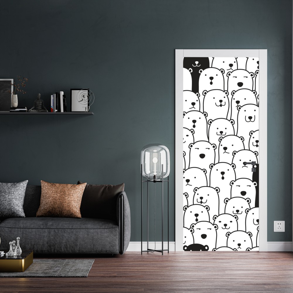 Naklejka na drzwi uroczy wzór z misiami – Wallissimo® Naklejka na drzwi uroczy wzór z misiami – Wallissimo®