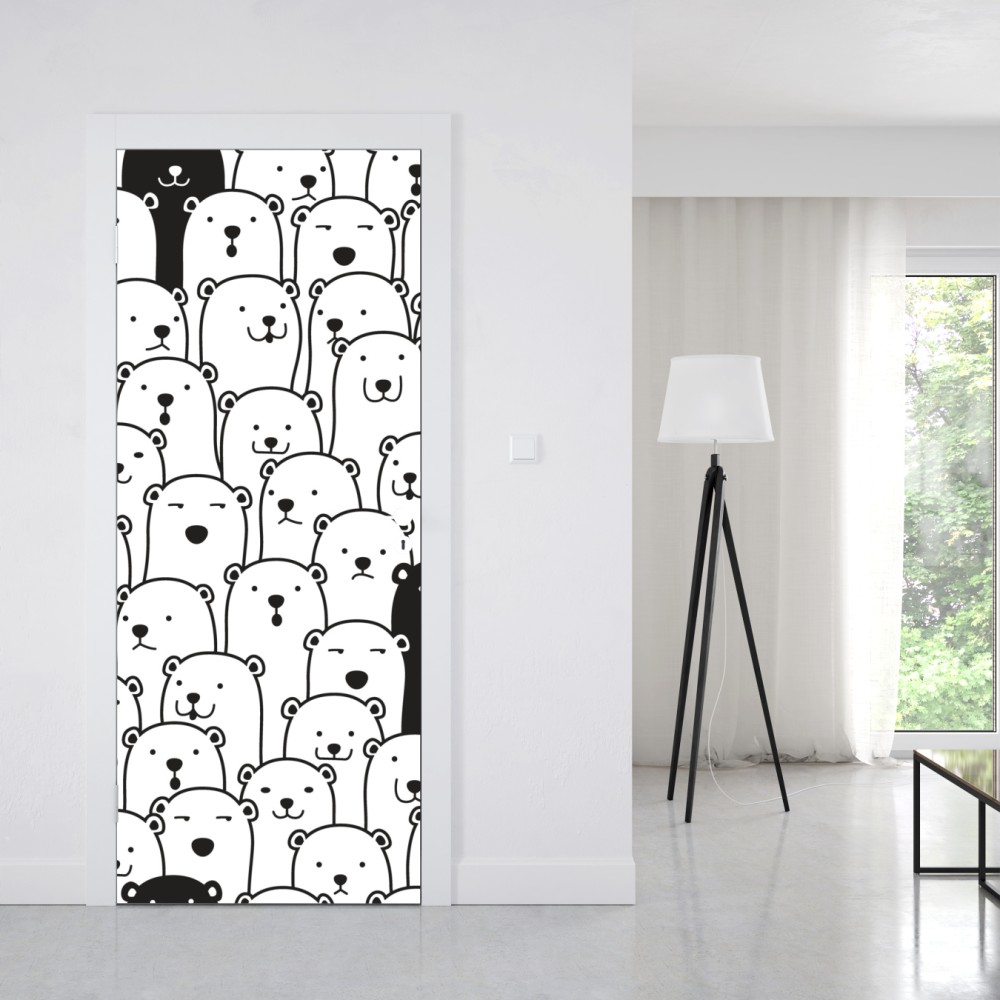 Naklejka na drzwi uroczy wzór z misiami – Wallissimo® Naklejka na drzwi uroczy wzór z misiami – Wallissimo®