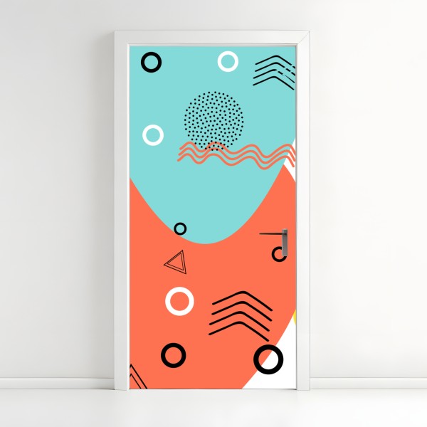 Naklejka na drzwi mglisty iglasty las z wodospadem – Wallissimo®