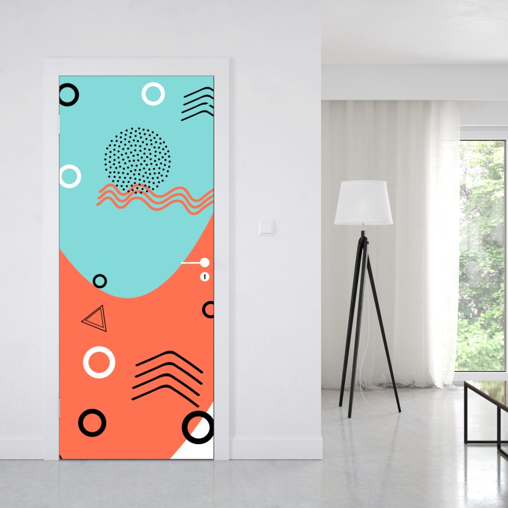 Naklejka na drzwi radosny geometryczny wzór – Wallissimo® Naklejka na drzwi radosny geometryczny wzór – Wallissimo®