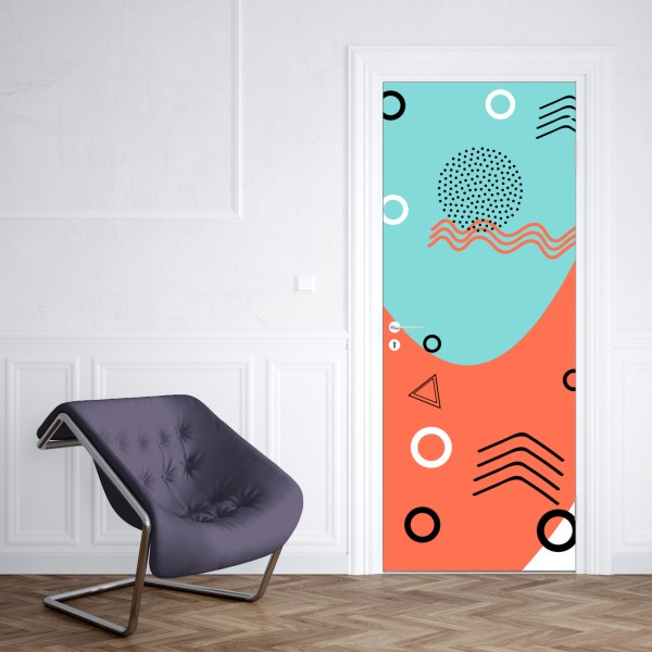 Naklejka na drzwi radosny geometryczny wzór – Wallissimo® Naklejka na drzwi radosny geometryczny wzór – Wallissimo®