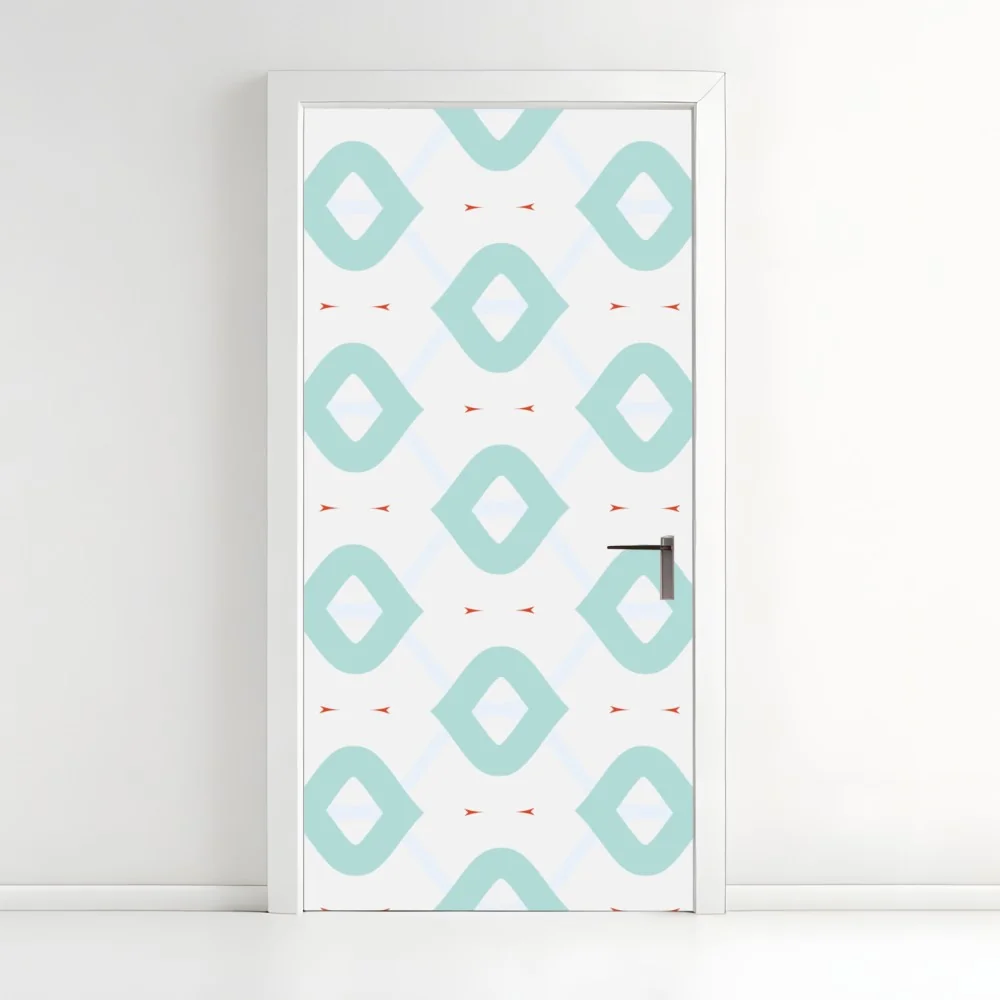 Naklejka na drzwi turkusowy geometryczny wzór rombów – Wallissimo® Naklejka na drzwi turkusowy geometryczny wzór rombów – Wallissimo®