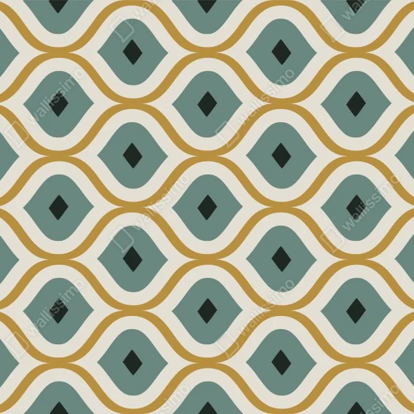 Naklejka na drzwi niebiesko-złoty geometryczny ornament – Wallissimo® Naklejka na drzwi niebiesko-złoty geometryczny ornament – Wallissimo®