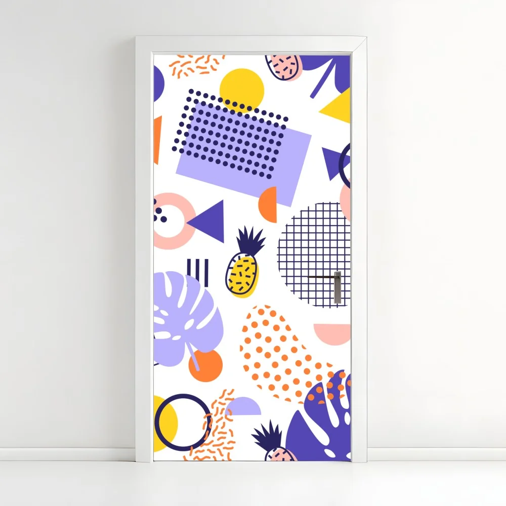 Naklejka na drzwi zabawny tropikalny wzór geometryczny – Wallissimo® Naklejka na drzwi zabawny tropikalny wzór geometryczny – Wallissimo®