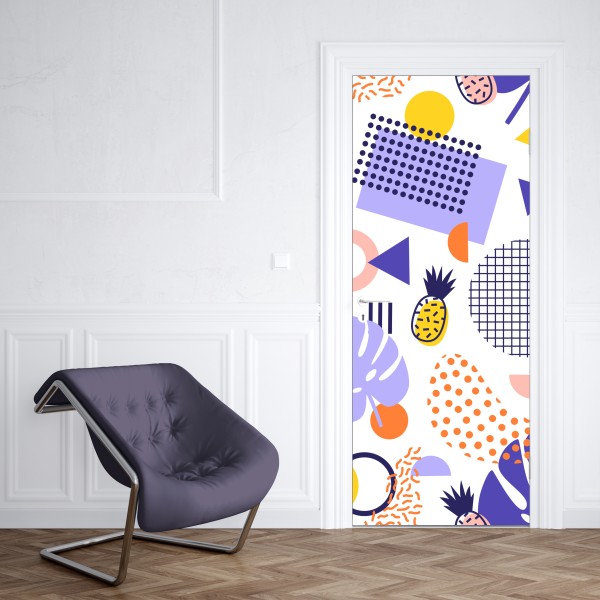 Naklejka na drzwi zabawny tropikalny wzór geometryczny – Wallissimo® Naklejka na drzwi zabawny tropikalny wzór geometryczny – Wallissimo®