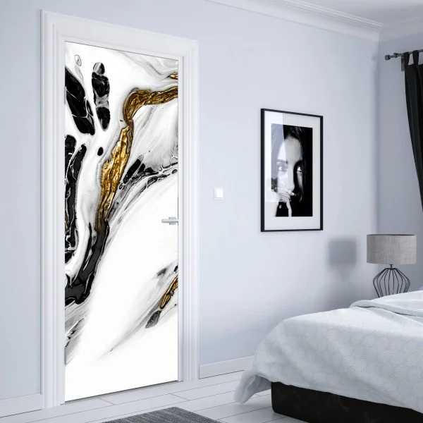 Naklejka na drzwi elegancki beżowy wzór damask – Wallissimo®