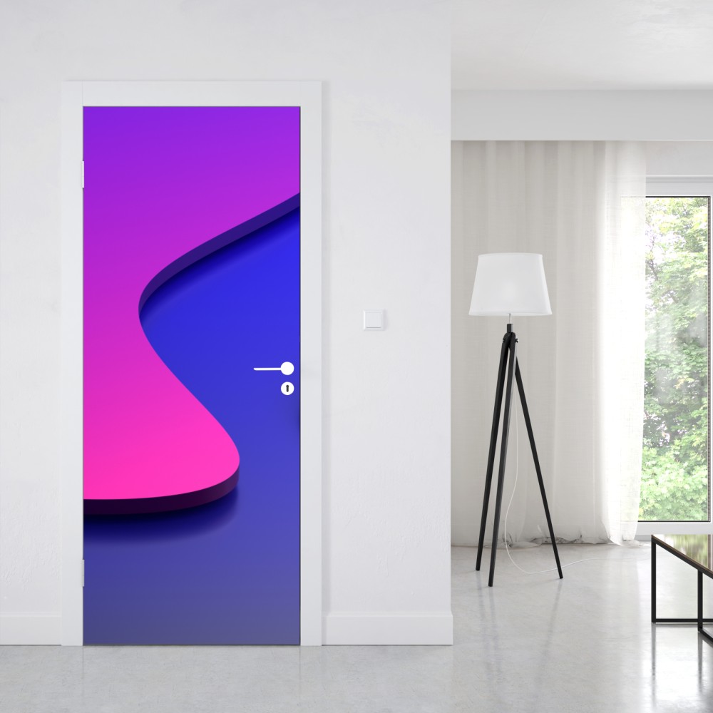 Naklejka na drzwi wibrujące fioletowo-niebieskie abstrakcyjne kształty 3d – Wallissimo® Naklejka na drzwi wibrujące fioletowo-niebieskie abstrakcyjne kształty 3d – Wallissimo®