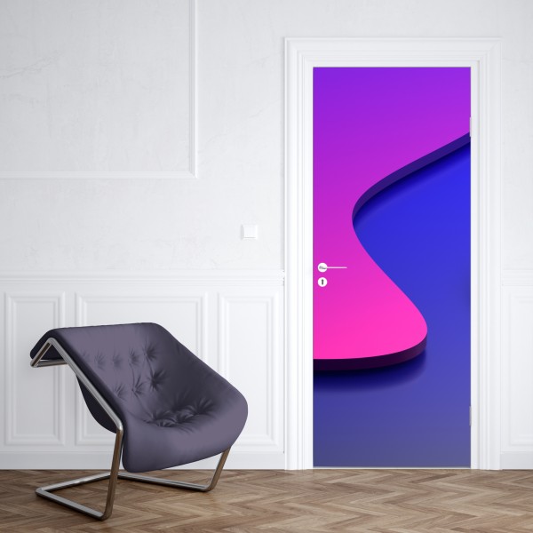 Naklejka na drzwi wibrujące fioletowo-niebieskie abstrakcyjne kształty 3d – Wallissimo® Naklejka na drzwi wibrujące fioletowo-niebieskie abstrakcyjne kształty 3d – Wallissimo®