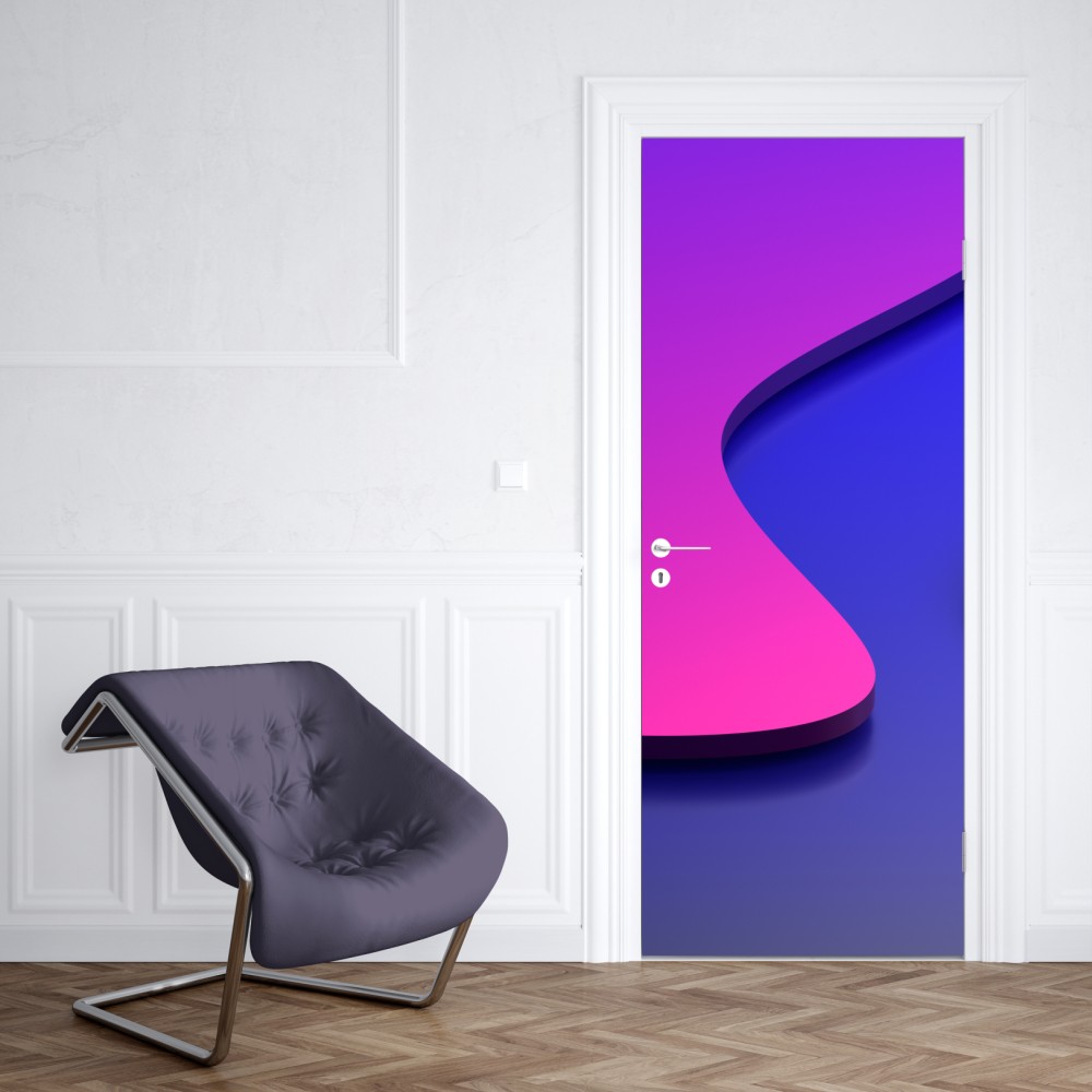 Naklejka na drzwi wibrujące fioletowo-niebieskie abstrakcyjne kształty 3d – Wallissimo® Naklejka na drzwi wibrujące fioletowo-niebieskie abstrakcyjne kształty 3d – Wallissimo®
