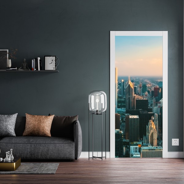 Naklejka na drzwi złote Wat Arun o zmierzchu – Wallissimo®