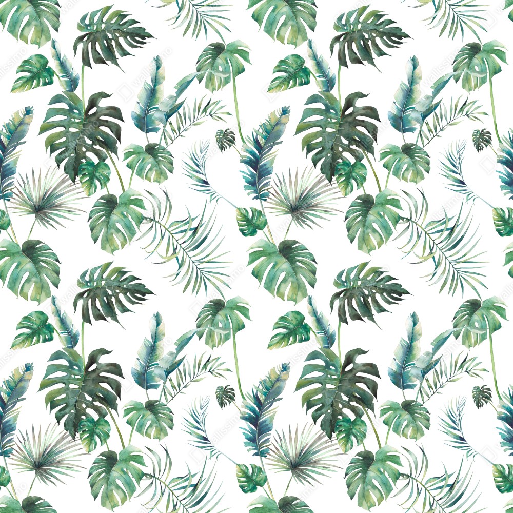 Naklejka na drzwi akwarelowy wzór tropikalnych liści – Wallissimo® Naklejka na drzwi akwarelowy wzór tropikalnych liści – Wallissimo®